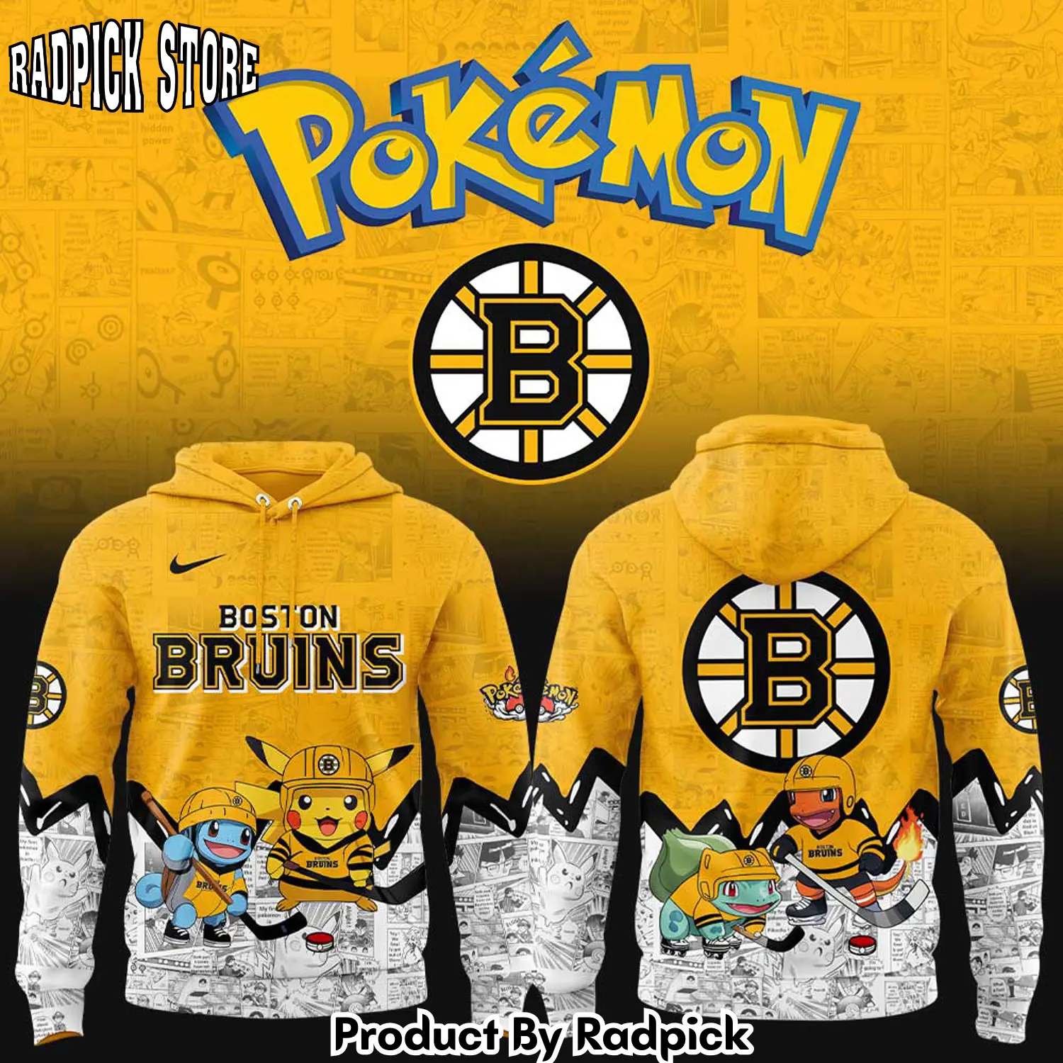 Boston bruins x pokmon new hoodie joggers hoodie and long pants set rp291901